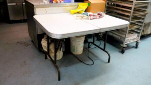 white table for kitchen work