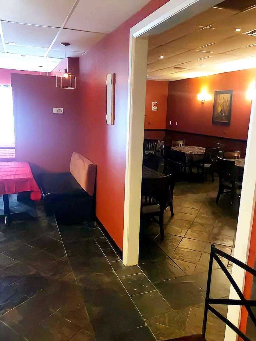 Red wall image of restaurant