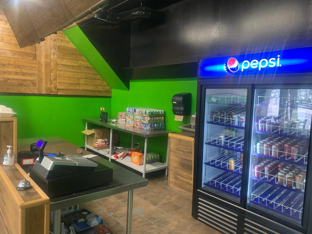 Close image of counter With fridge